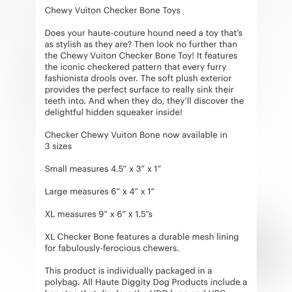 Tan/cream chck dog bone - Picture 4 of 4